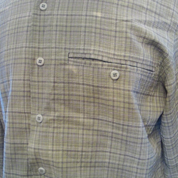Mountain Equipment Co-Op Men’s Medium Long Sleeve Collared Green Button Up Shirt - Picture 3 of 6